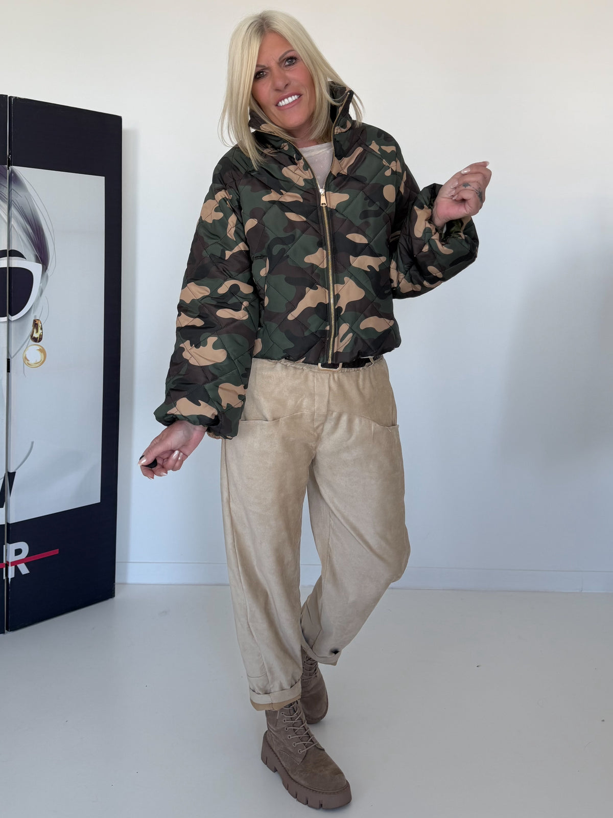 Puffy-Bomberjacke im Camouflage-Look - oliv-mehrfarbig
