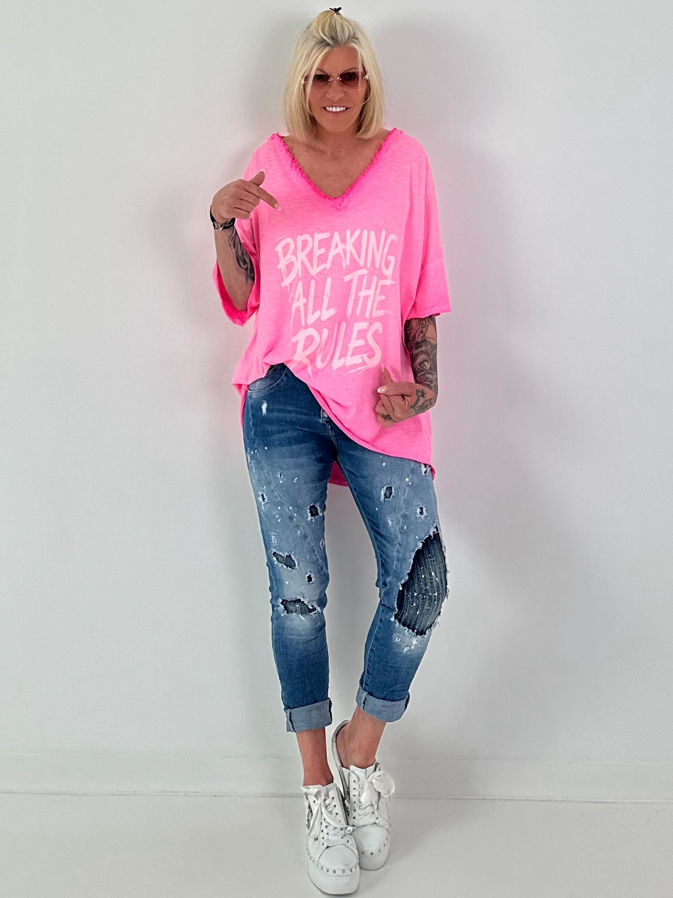 Oversized Shirt Breaking Rules - neon pink