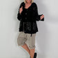 Jeansjacke mit floralem Netzeinsatz - schwarz ( lieferbar ab 26.05.26)