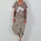 T-shirt with glitter palms - taupe