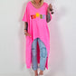 Oversized Long Shirt Sunset - neon pink