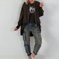Jacke mit Rückenprint - mokka