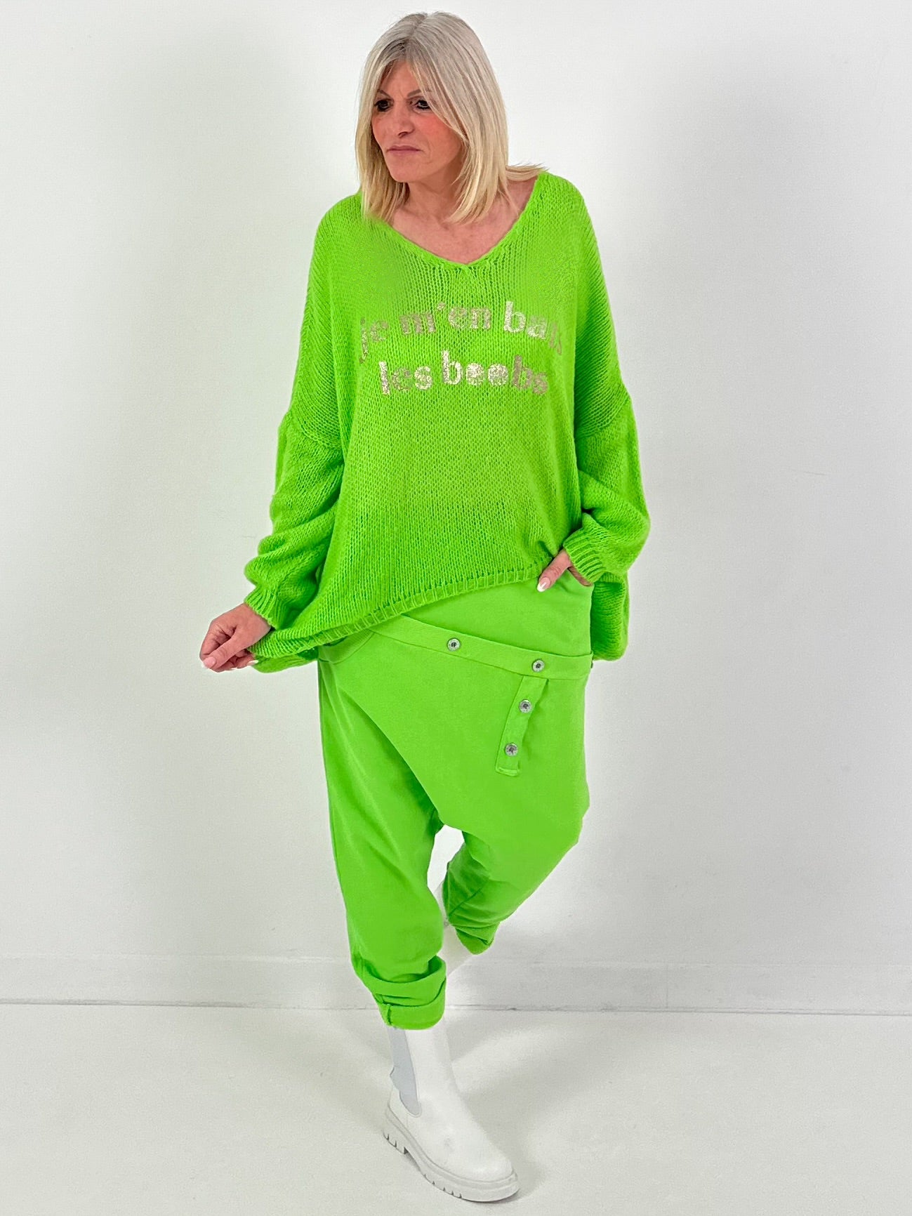 Strickpullover Modell "Glow&Flow" - apfelgrün