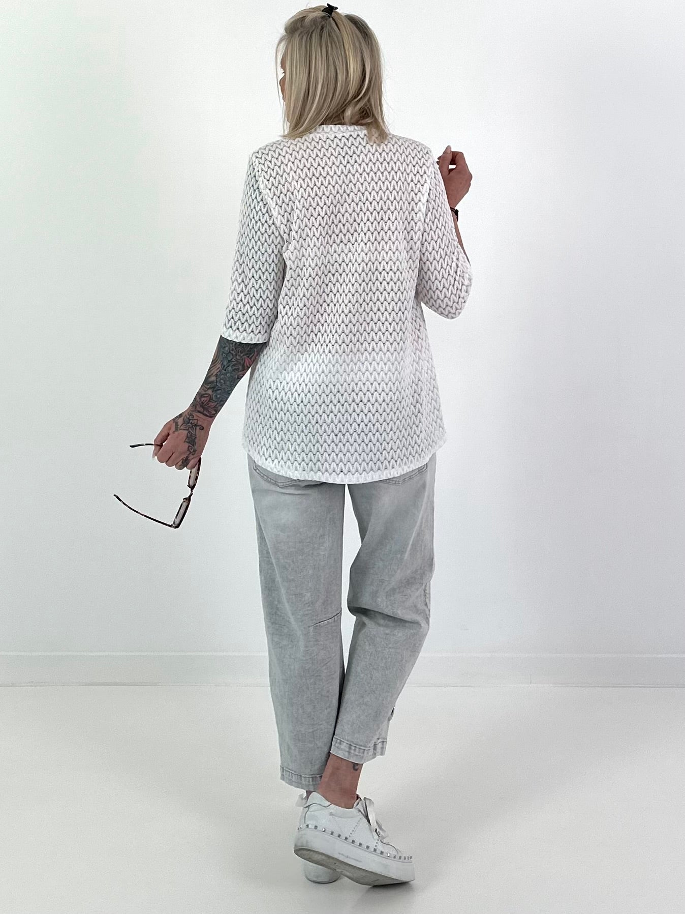 T-shirt with half sleeves - white