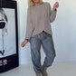 Basic pullover met ronde hals - taupe