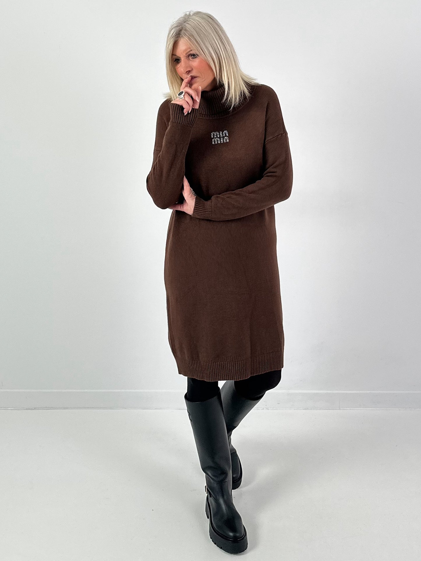 Knit dress model "Shine Story" - chocolate