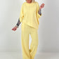 Two-piece set with asymmetrical shirt - yellow