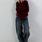 Weicher Pullover mit stylischen Trompetenärmeln - burgunda