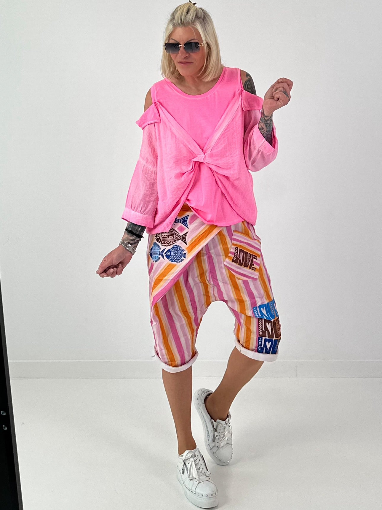 Tunika mit integrierten Top - neonpink
