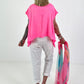 Oversized Shirt mit Rückennaht - neonpink