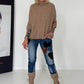 Strickpullover mit Turtleneck - taupe