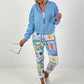Bomber jacket with gathered sleeves - light blue