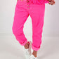Boyfriend Hose mit Herzknöpfen - neonpink