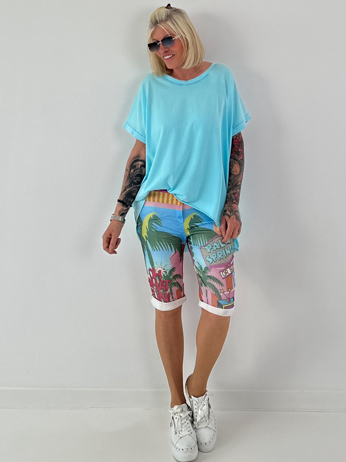 Oversized T-shirt - turquoise