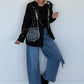 Oversized Blazer mit Denim- und Kettenelementen - schwarz