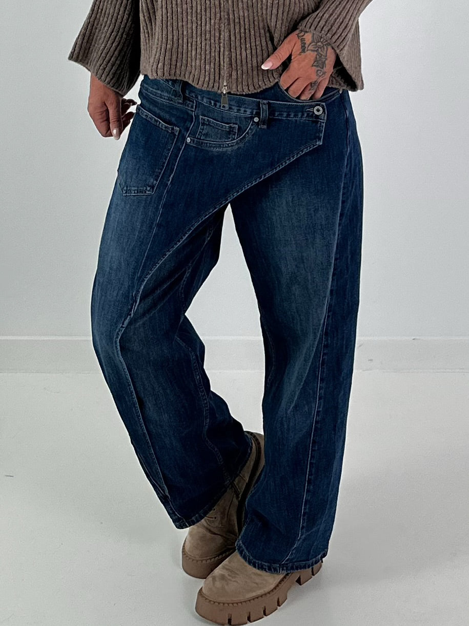 Wide Leg Layer Jeans - denim