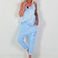Baggy Jeans with Statement Patch - light blue