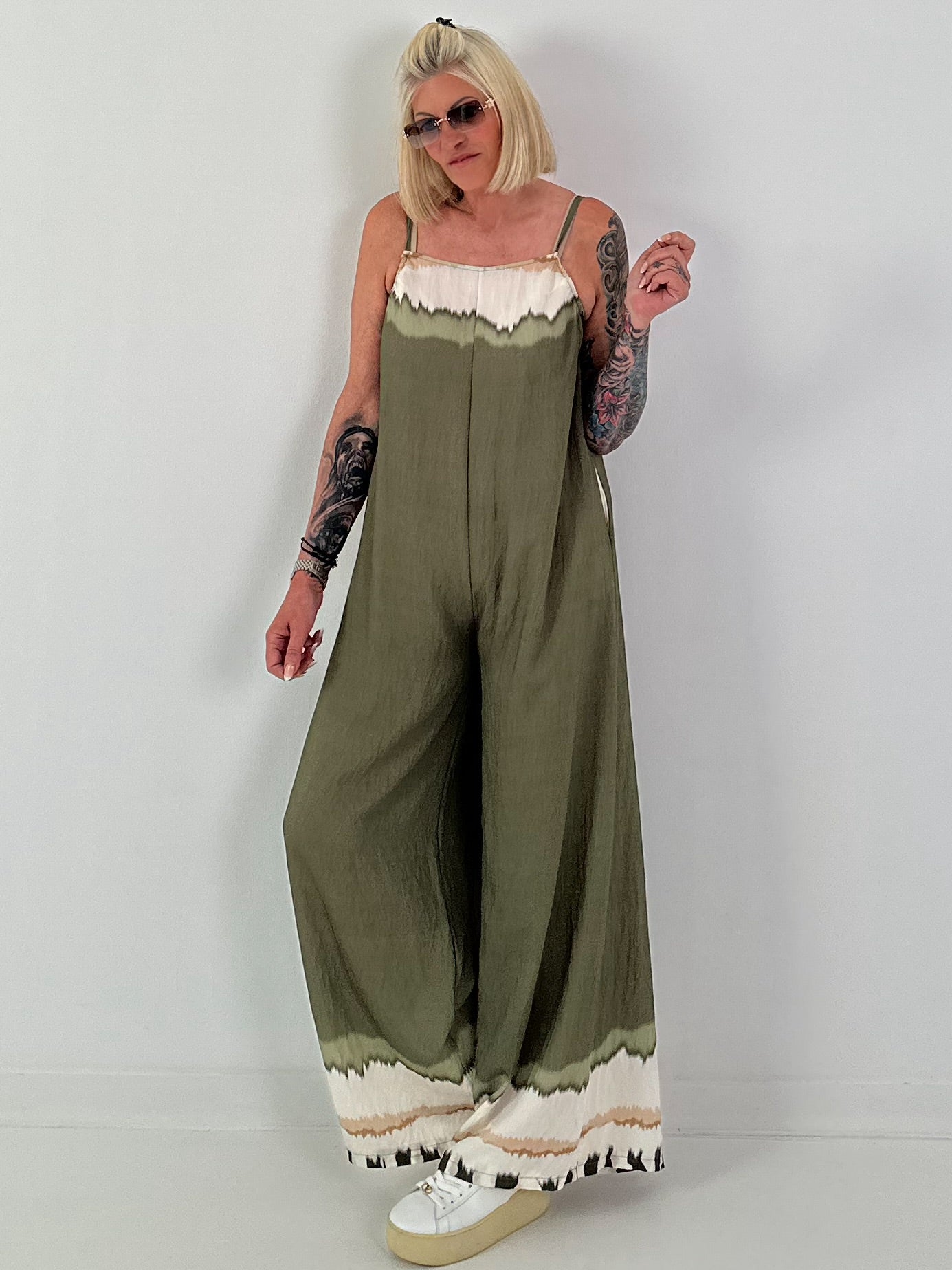Jumpsuit mit Spaghettiträgern - khaki