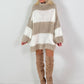 Long pullover/dress model "Velvet Flow" - white-beige