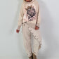 Stylisches Sweatshirt  mit großem Patch Tiger - beige