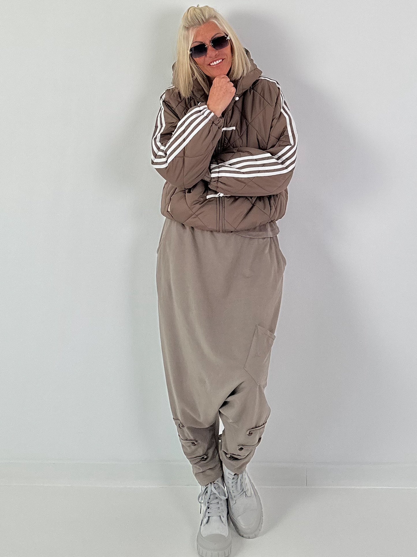 Bomberjacke mit Kapuze - taupe