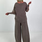 Leinen Shirt mit kurzen Ärmeln - taupe