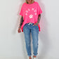 Oversized T-Shirt Dog Mom - neon pink