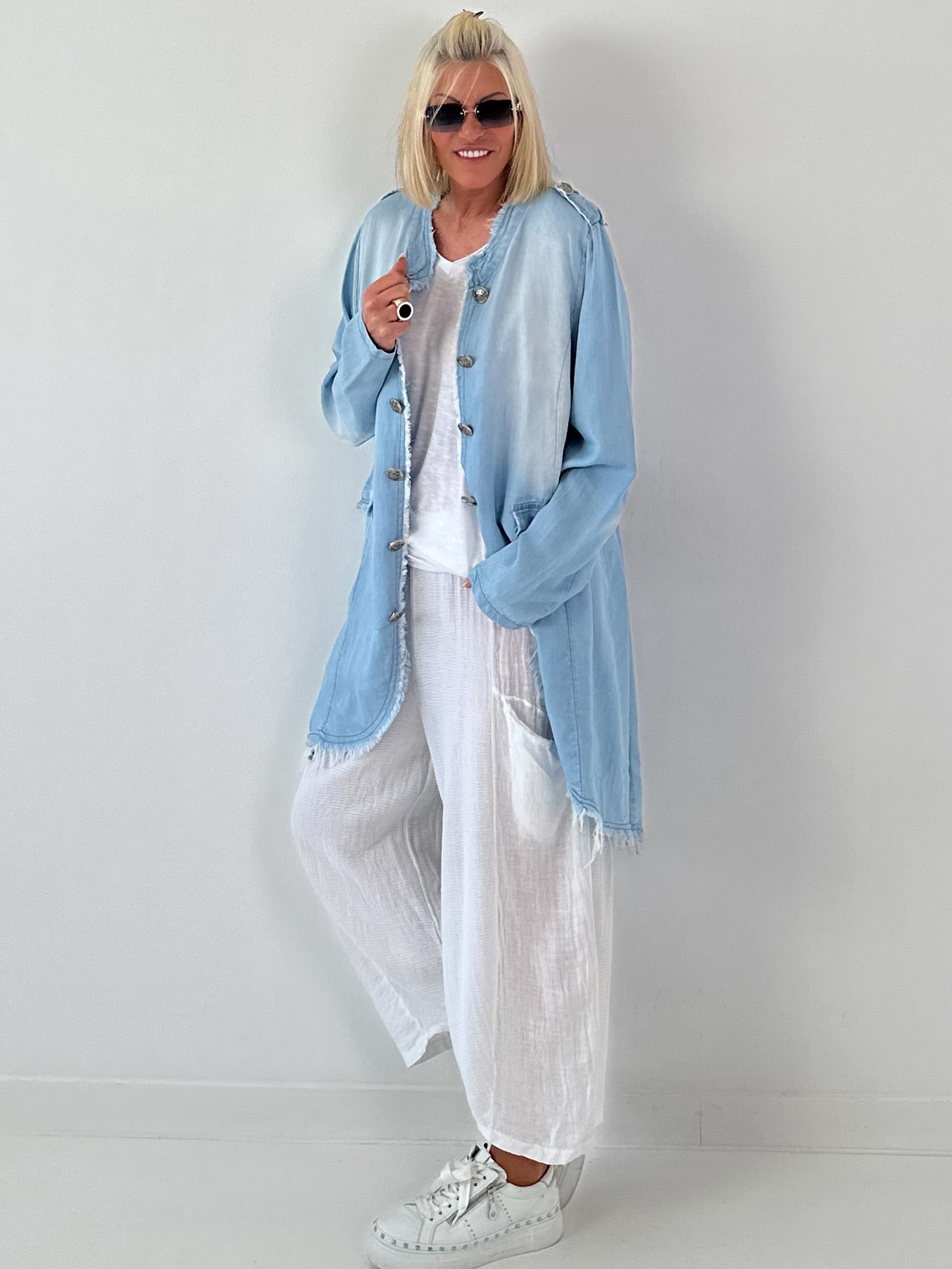 Balloon Linen Trousers with Fringe Details - taupe