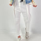 Trousers with wide pleats - white
