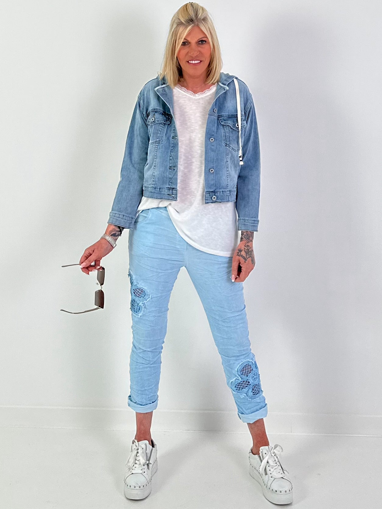 Hooded denim jacket