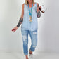 Jeanshose mit Lochstick-Patches - blau