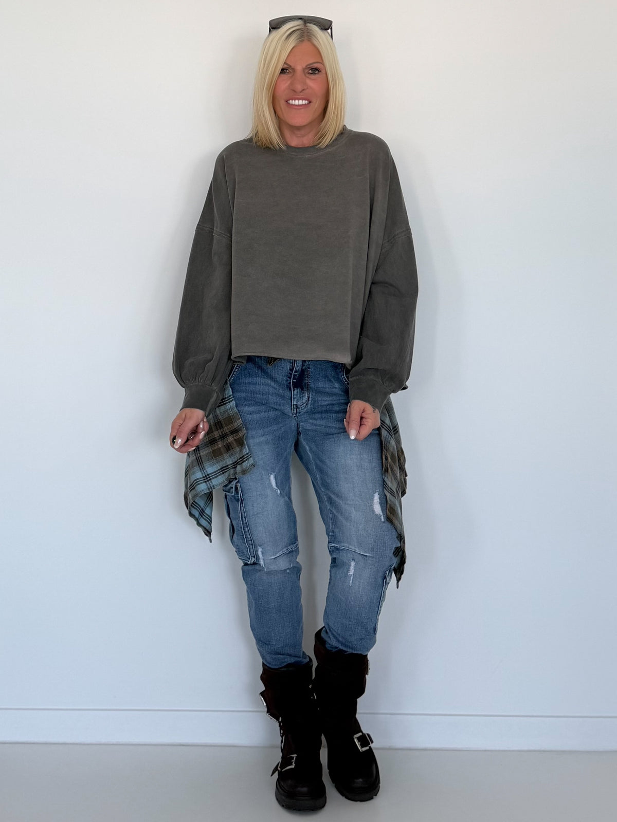 Kastiger Sweater Smile - dark-chocolate