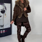 Jacke mit kuscheligem Fellkragen - mokka