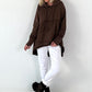 Casual long hoodie with thumbhole - mocha
