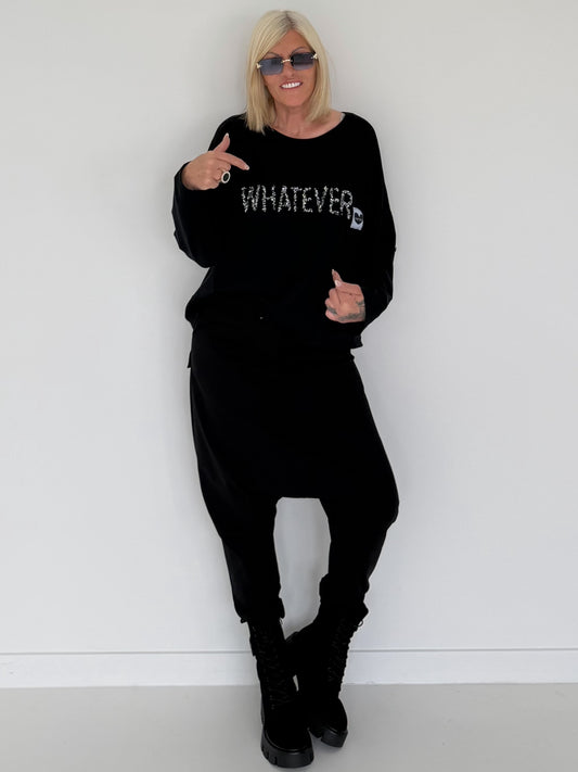 Sweater Whatever mit Strass-Details - schwarz