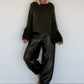 Kuschliger Pullover mit Fransen-Details - oliv
