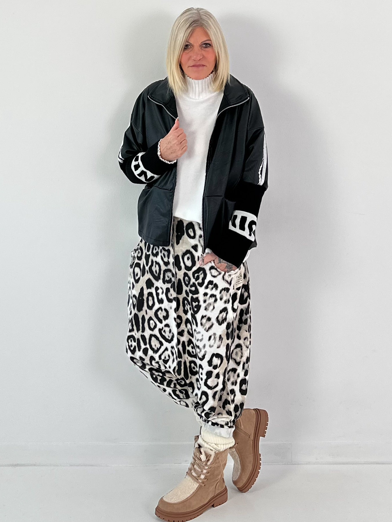 Kunstleren jack, model "Powerlane" - zwart