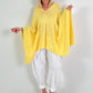 Oversized Sommerstrick Poncho - gelb