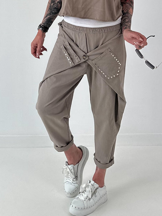 Sweatshirt Hose mit lässigen Details - taupe