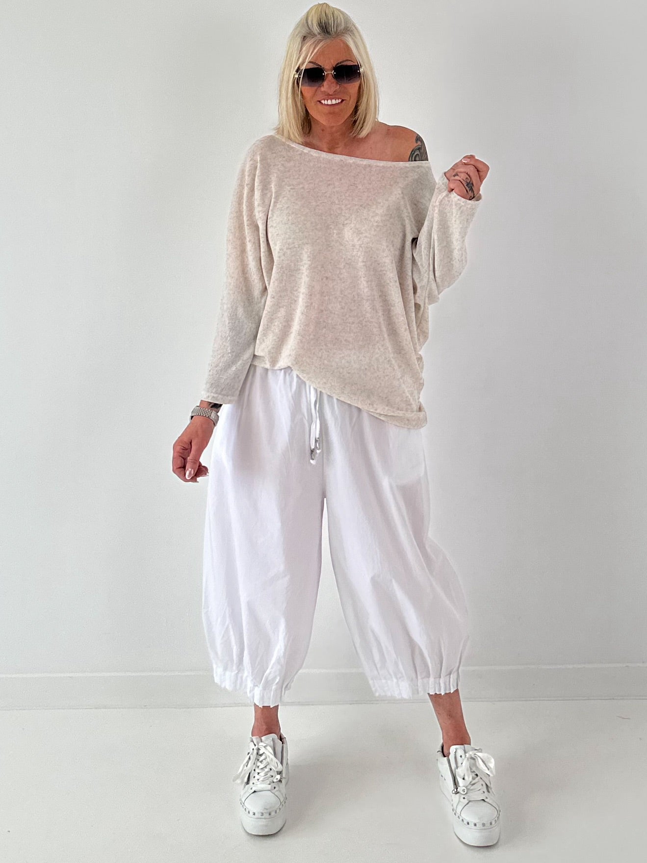 Leichter Oversized Pullover - beige