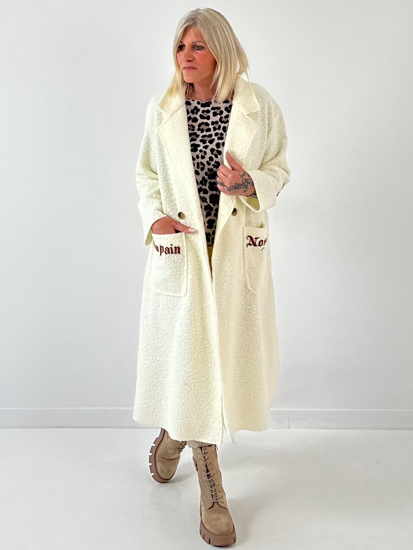 Bouclé jas model "Ecru Edge" - ecru