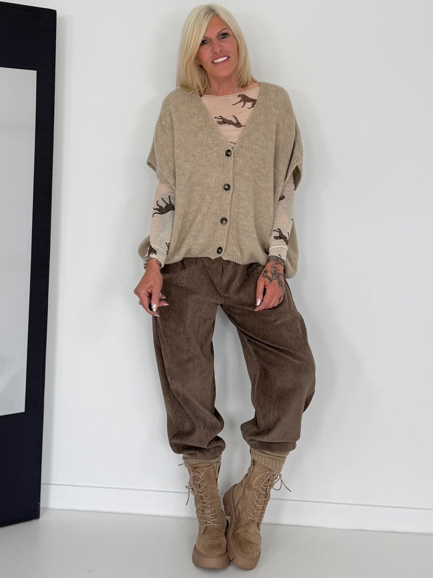 Cashmere Shirt mit Tierprint - Leopard/Tiger