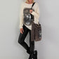 Sweater mit Stulpenärmeln und Strassmotiv Leopard - beige