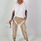 Ribbed shirt with fringe details - white