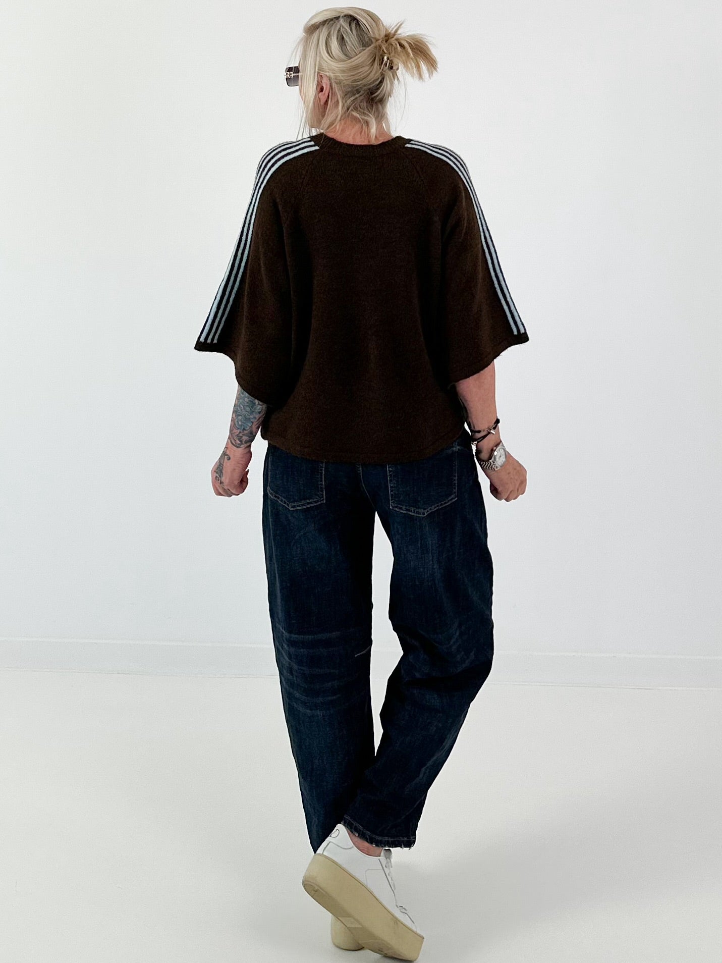 Pullover mit halbem Arm - mokka