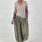 Ripp T-Shirt mit V-Neck -  beige