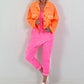 Short jacket with back print - neon orange