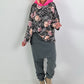 Hoodie mit Neonkapuze und Print - anthrazit-mehrfarbig