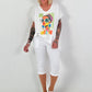 Oversized T-shirt with front print - white