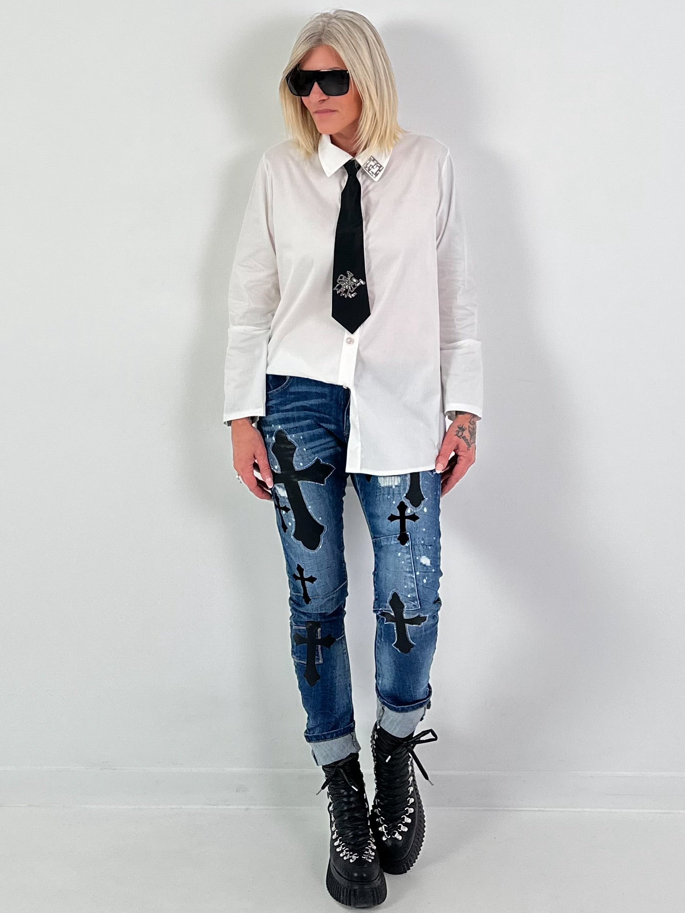 Blouse model "Crystal Collar" - wit